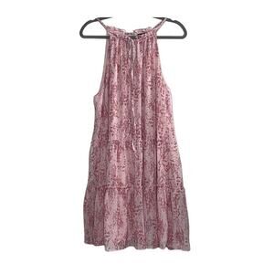 Drew Women's  Pink/Floral Mini Tiered Halter‎ Neck Dress Size L  NEW